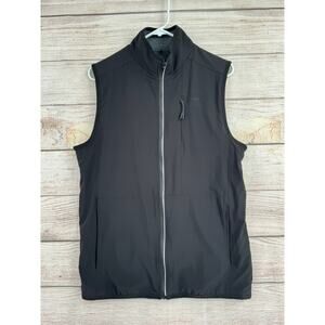 Chaps Golf Full Zip Woven Vest Mens Small Black Stretch Wicking Breathable NEW